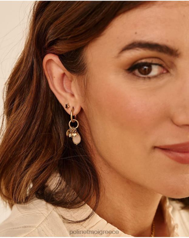 Polin et moi χρυσός/πλατίνα σκουλαρίκια με χάντρες Ελλάδα αξεσουάρ 8DX0F387