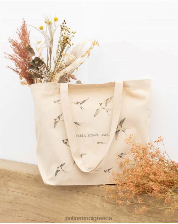 Polin et moi μπεζ τσάντα αλληλεγγύης ''η φούντωση των χελιδονιών'' αξεσουάρ 8DX0F376