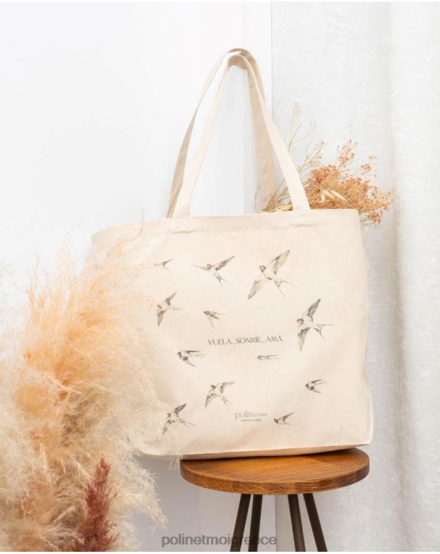 Polin et moi μπεζ τσάντα αλληλεγγύης ''η φούντωση των χελιδονιών'' αξεσουάρ 8DX0F376
