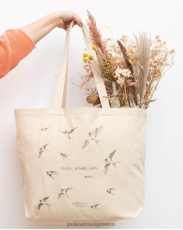 Polin et moi μπεζ τσάντα αλληλεγγύης ''η φούντωση των χελιδονιών'' αξεσουάρ 8DX0F376