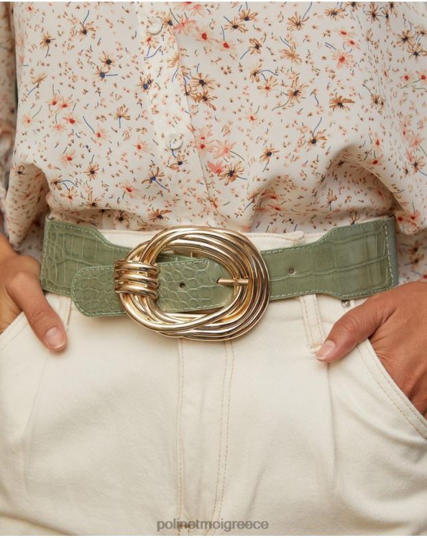 Polin et moi πράσινο κυνήγι δερμάτινο εφέ ζώνης rania αξεσουάρ 8DX0F377