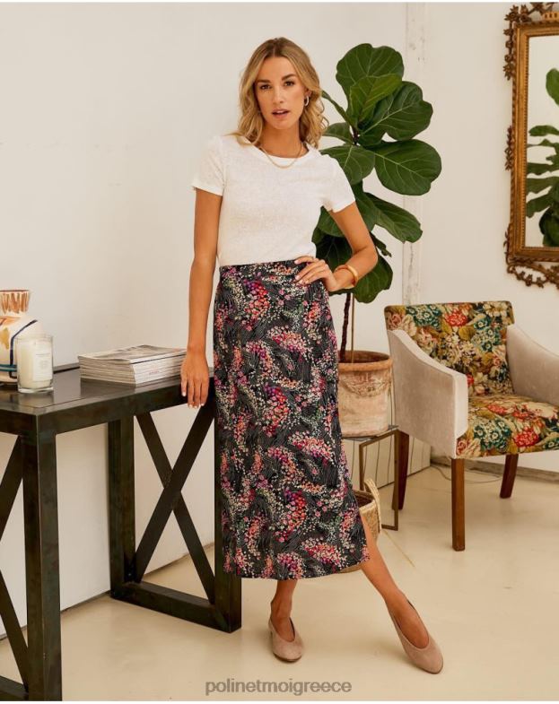 Polin et moi μαύρος φούστα λουλούδια jara είδη ένδυσης 8DX0F309