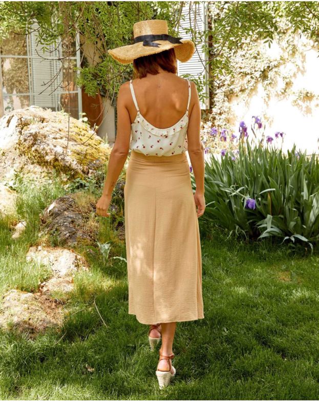 Polin et moi μπεζ φούστα melanie button είδη ένδυσης 8DX0F317