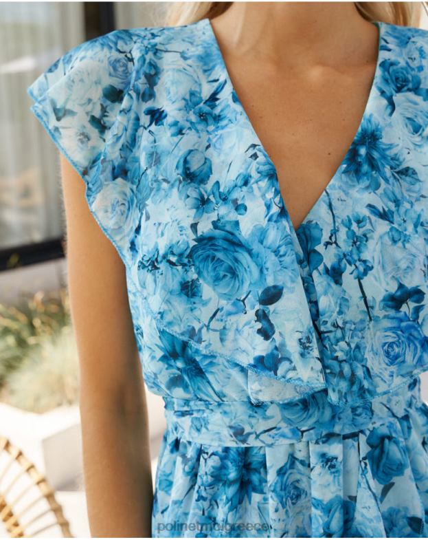 Polin et moi τουρκουάζ φόρεμα βολάν νταμάρι είδη ένδυσης 8DX0F12