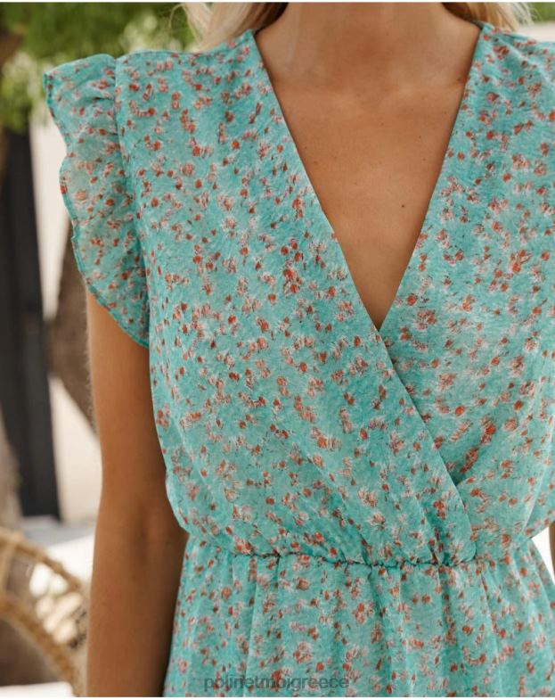 Polin et moi νερό πράσινο φόρεμα βολάν αφρι είδη ένδυσης 8DX0F21