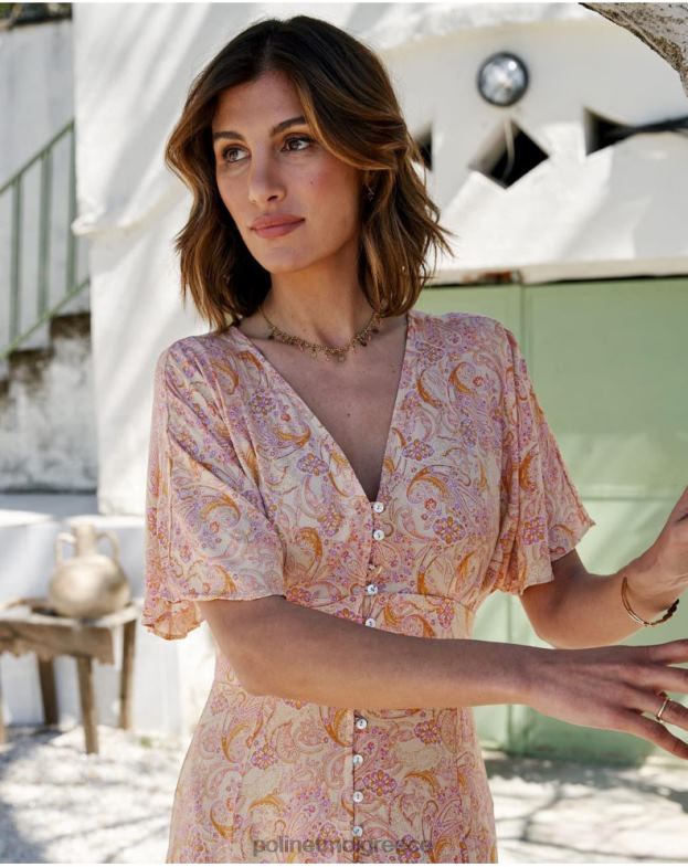 Polin et moi ώχρα Φόρεμα με κουμπιά agustina είδη ένδυσης 8DX0F110