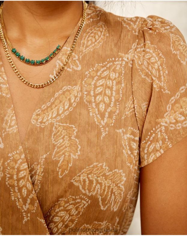 Polin et moi καμήλα φόρεμα με φύλλα bambina είδη ένδυσης 8DX0F137