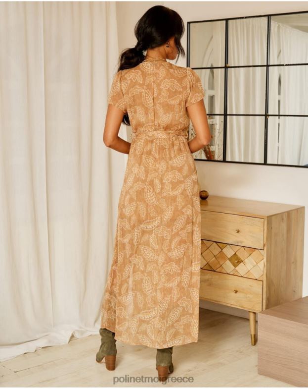 Polin et moi καμήλα φόρεμα με φύλλα bambina είδη ένδυσης 8DX0F137