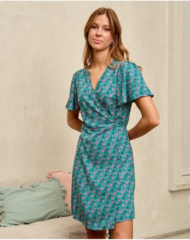 Polin et moi πράσινο δάσος φόρεμα cross-over doli είδη ένδυσης 8DX0F87