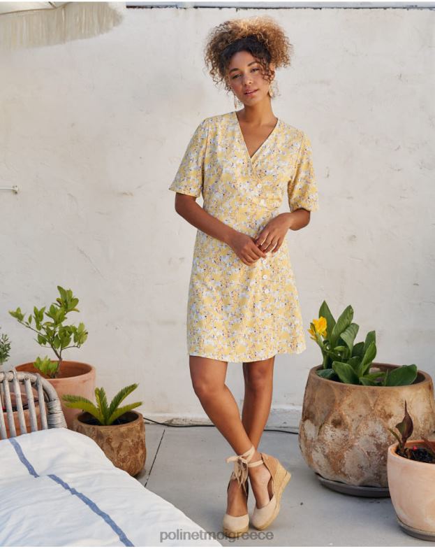 Polin et moi κίτρινος φόρεμα cross-over edda είδη ένδυσης 8DX0F33