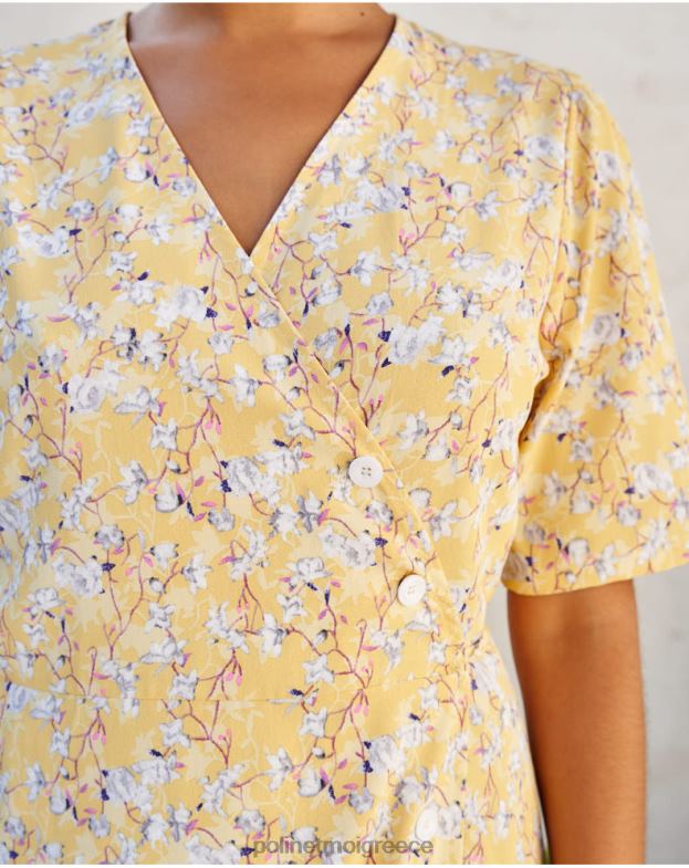 Polin et moi κίτρινος φόρεμα cross-over edda είδη ένδυσης 8DX0F33