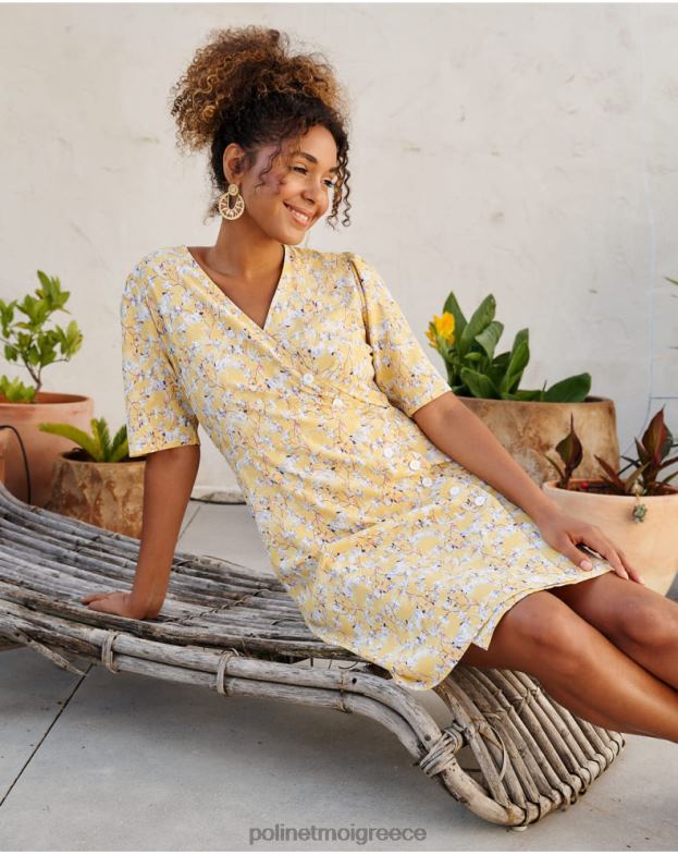 Polin et moi κίτρινος φόρεμα cross-over edda είδη ένδυσης 8DX0F33