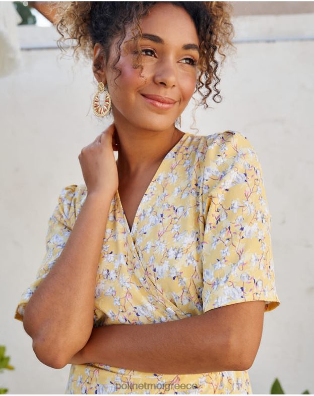 Polin et moi κίτρινος φόρεμα cross-over edda είδη ένδυσης 8DX0F33