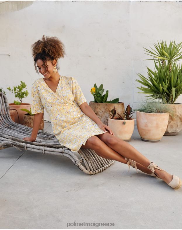 Polin et moi κίτρινος φόρεμα cross-over edda είδη ένδυσης 8DX0F33