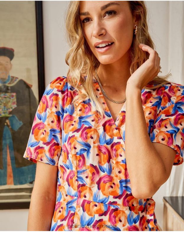 Polin et moi πορτοκάλι μίντι φόρεμα λουλούδια hannah είδη ένδυσης 8DX0F95