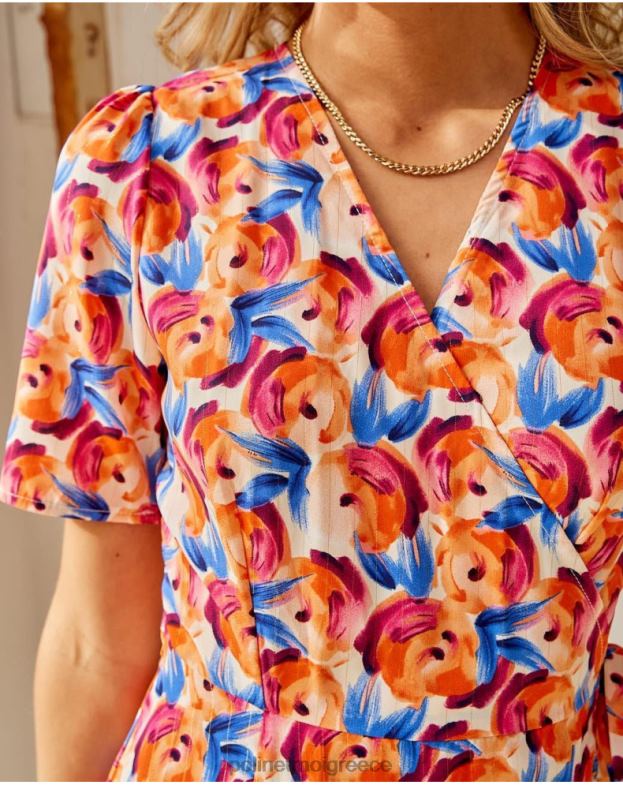 Polin et moi πορτοκάλι μίντι φόρεμα λουλούδια hannah είδη ένδυσης 8DX0F95