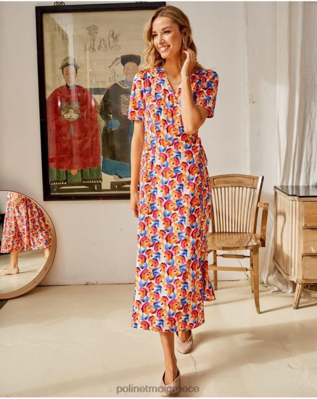 Polin et moi πορτοκάλι μίντι φόρεμα λουλούδια hannah είδη ένδυσης 8DX0F95