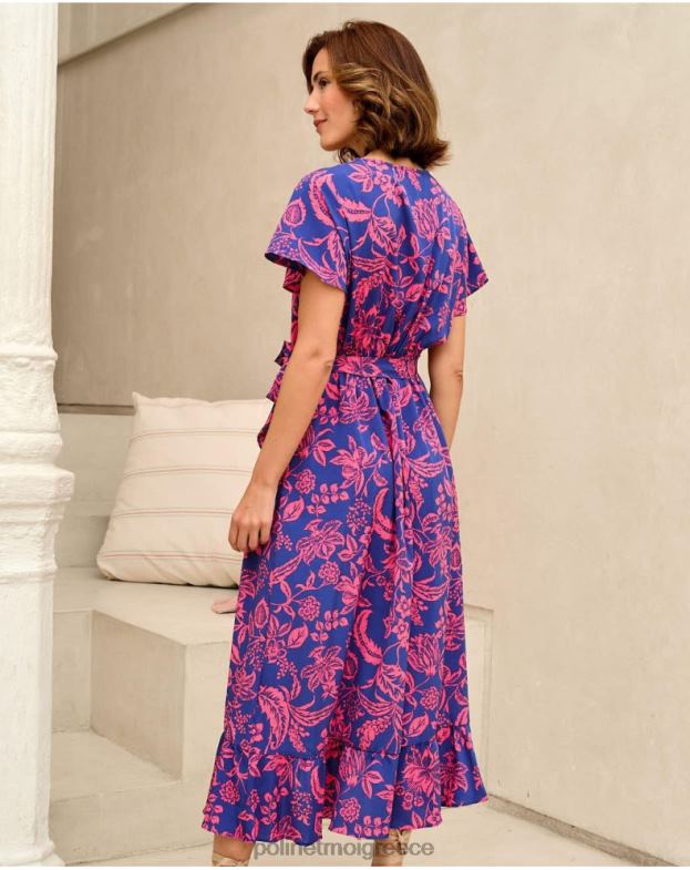 Polin et moi klein blue φόρεμα βολάν dila είδη ένδυσης 8DX0F129