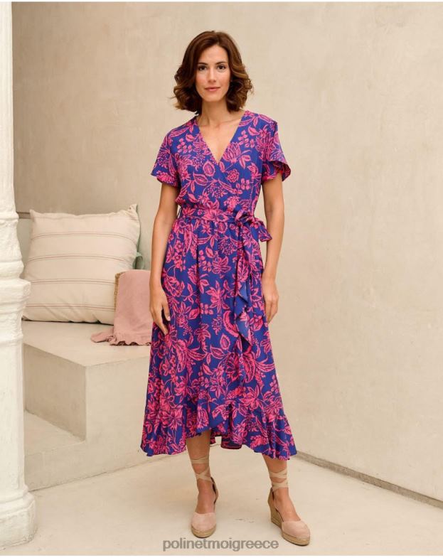 Polin et moi klein blue φόρεμα βολάν dila είδη ένδυσης 8DX0F129