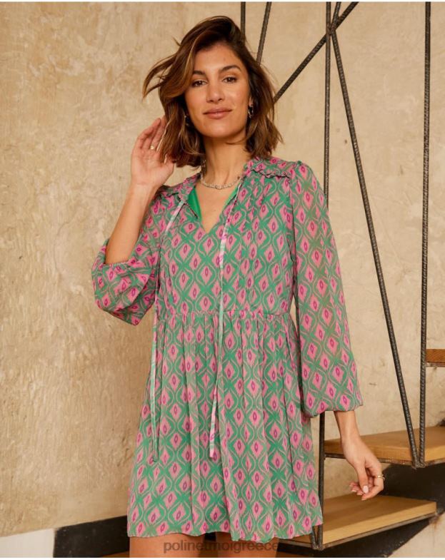 Polin et moi σμαραγδί πράσινο γεωμετρικό φόρεμα rafaella είδη ένδυσης 8DX0F135
