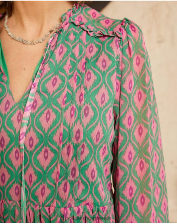 Polin et moi σμαραγδί πράσινο γεωμετρικό φόρεμα rafaella είδη ένδυσης 8DX0F135