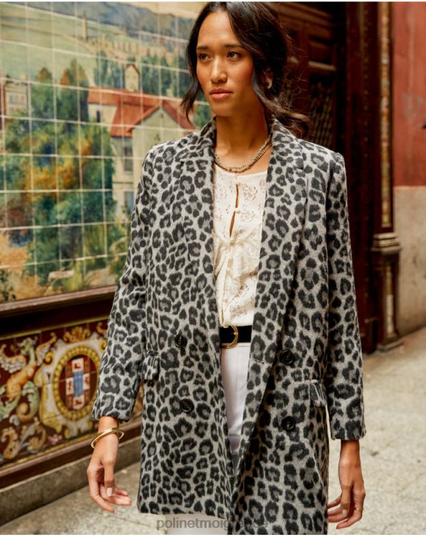 Polin et moi μαρένγκο γκρι ζωικό παλτό στάμπα galilee είδη ένδυσης 8DX0F367