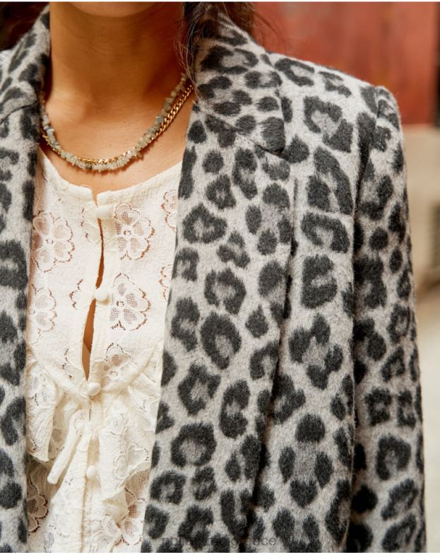 Polin et moi μαρένγκο γκρι ζωικό παλτό στάμπα galilee είδη ένδυσης 8DX0F367