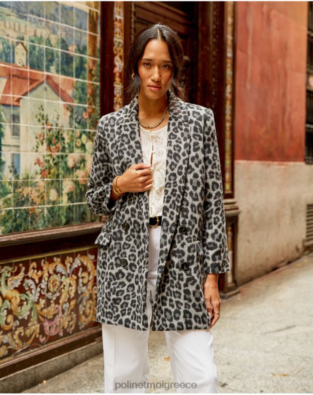 Polin et moi μαρένγκο γκρι ζωικό παλτό στάμπα galilee είδη ένδυσης 8DX0F367