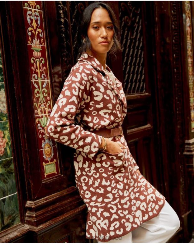 Polin et moi καφέ στάμπα ζωικού παλτό nere είδη ένδυσης 8DX0F368