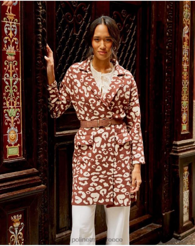 Polin et moi καφέ στάμπα ζωικού παλτό nere είδη ένδυσης 8DX0F368