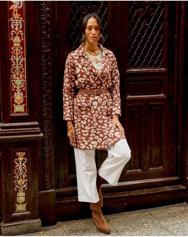 Polin et moi καφέ στάμπα ζωικού παλτό nere είδη ένδυσης 8DX0F368