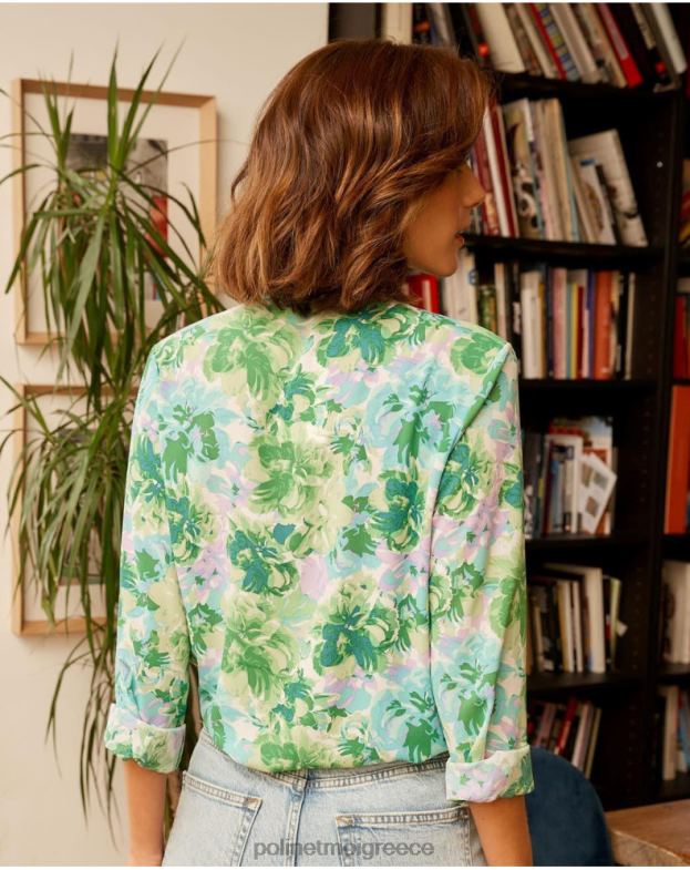 Polin et moi πράσινο μήλο/ μέντα πουκάμισο με εμπριμέ μπρούνα είδη ένδυσης 8DX0F159