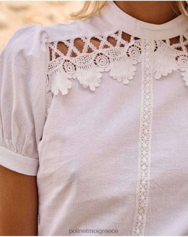 Polin et moi άσπρο λινό ψέματα μπλούζα είδη ένδυσης 8DX0F165