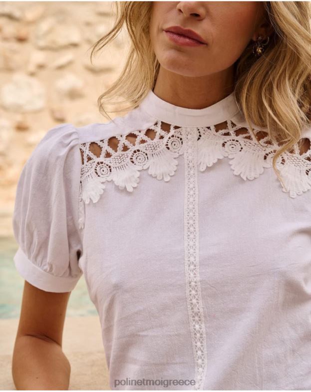 Polin et moi άσπρο λινό ψέματα μπλούζα είδη ένδυσης 8DX0F165