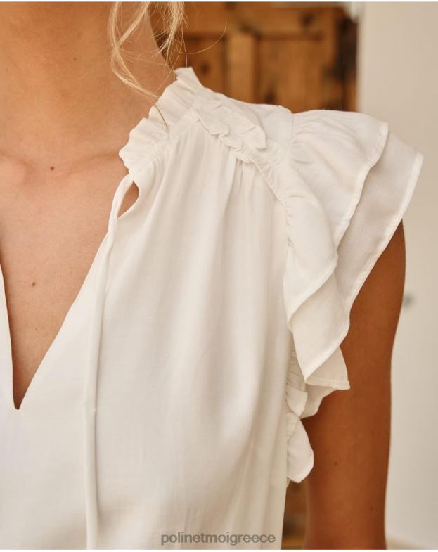 Polin et moi άσπρο μπλούζα βολάν Απρίλιος είδη ένδυσης 8DX0F173
