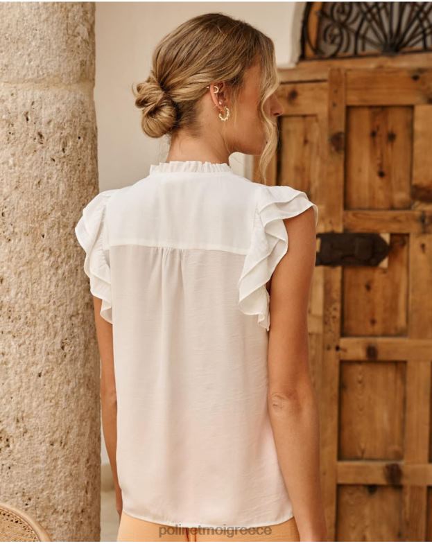 Polin et moi άσπρο μπλούζα βολάν Απρίλιος είδη ένδυσης 8DX0F173