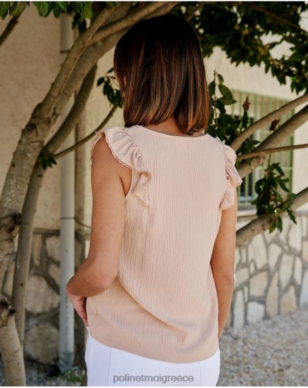 Polin et moi μπεζ μπλούζα βολάν ροζαλίντα είδη ένδυσης 8DX0F187