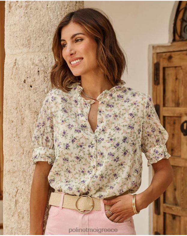 Polin et moi πράσινο μήλο/ μέντα μπλούζα λουλούδια ολίμ είδη ένδυσης 8DX0F190