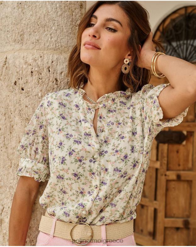 Polin et moi πράσινο μήλο/ μέντα μπλούζα λουλούδια ολίμ είδη ένδυσης 8DX0F190