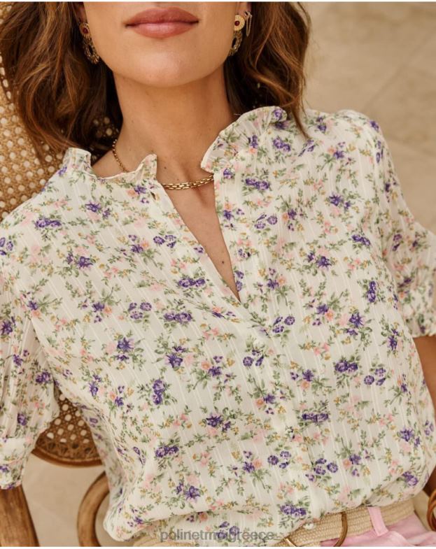 Polin et moi πράσινο μήλο/ μέντα μπλούζα λουλούδια ολίμ είδη ένδυσης 8DX0F190