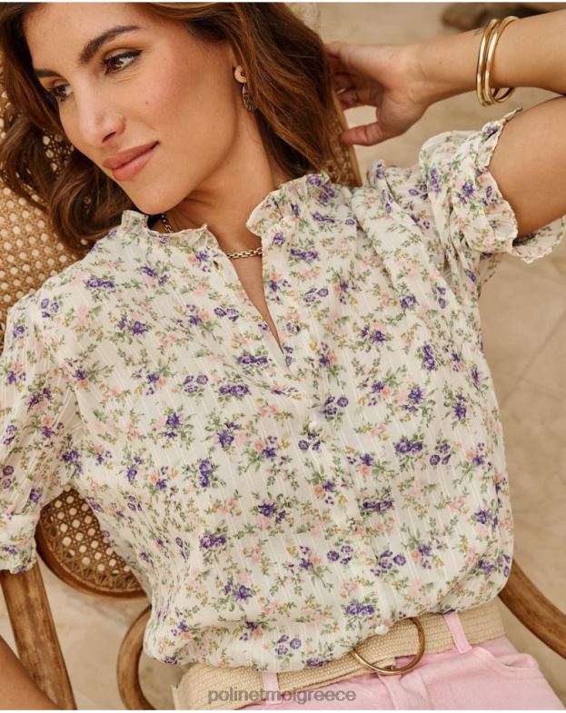 Polin et moi πράσινο μήλο/ μέντα μπλούζα λουλούδια ολίμ είδη ένδυσης 8DX0F190