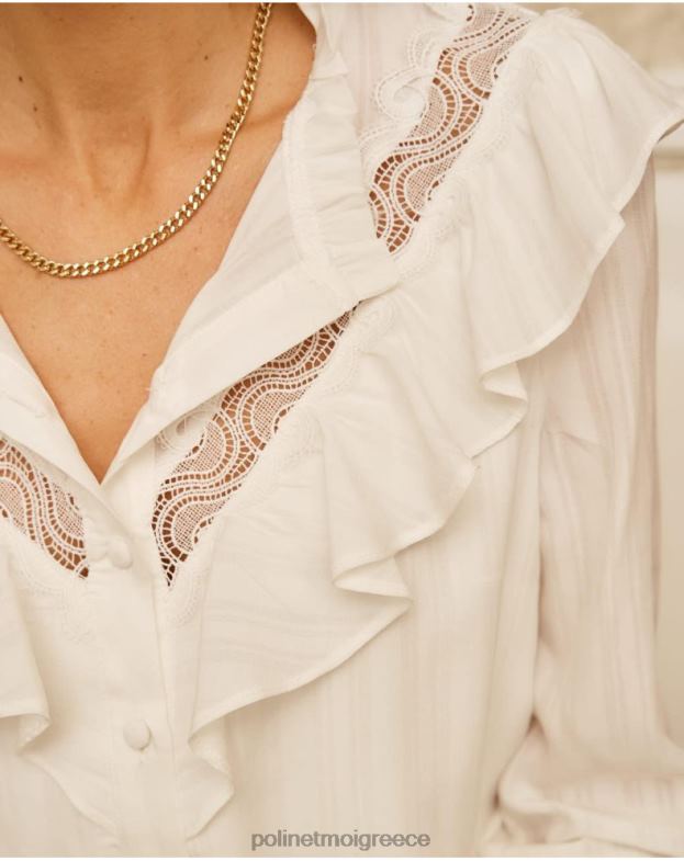 Polin et moi άσπρο πουκάμισο με βολάν είδη ένδυσης 8DX0F223