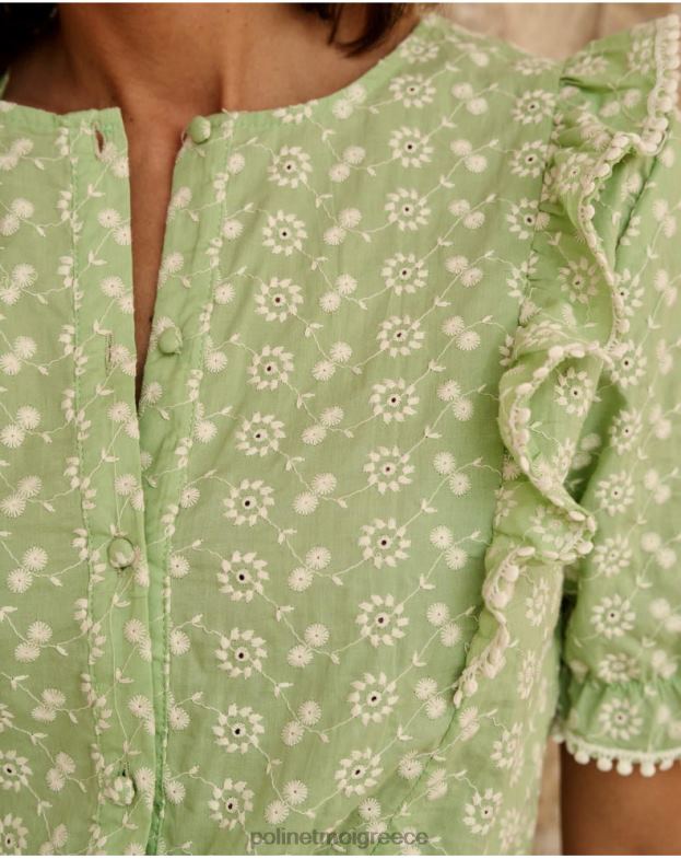 Polin et moi πράσινο μήλο/ μέντα κεντητή μπλούζα candida είδη ένδυσης 8DX0F154