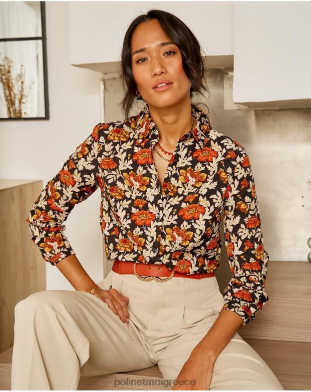 Polin et moi μαύρος φλοράλ πουκάμισο cira είδη ένδυσης 8DX0F226