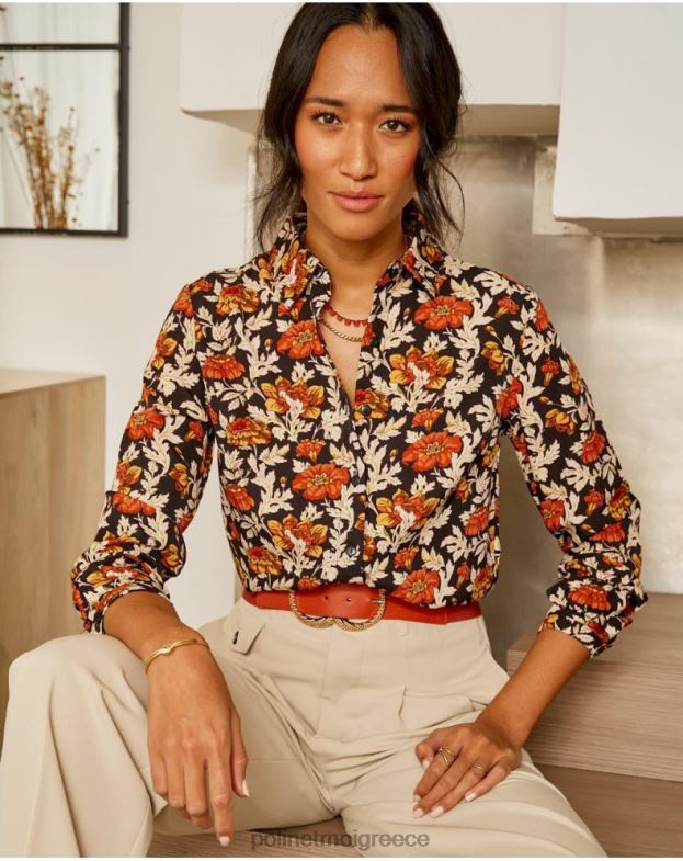 Polin et moi μαύρος φλοράλ πουκάμισο cira είδη ένδυσης 8DX0F226