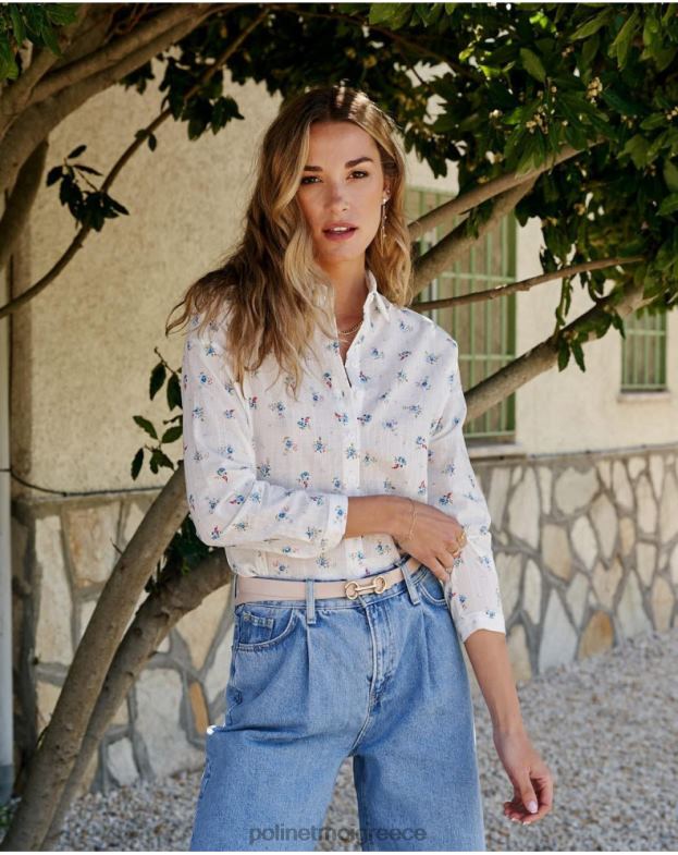 Polin et moi άσπρο πουκάμισο ema flowers είδη ένδυσης 8DX0F149