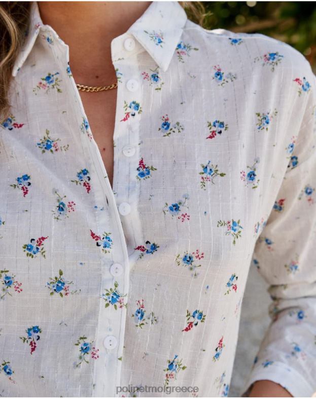 Polin et moi άσπρο πουκάμισο ema flowers είδη ένδυσης 8DX0F149
