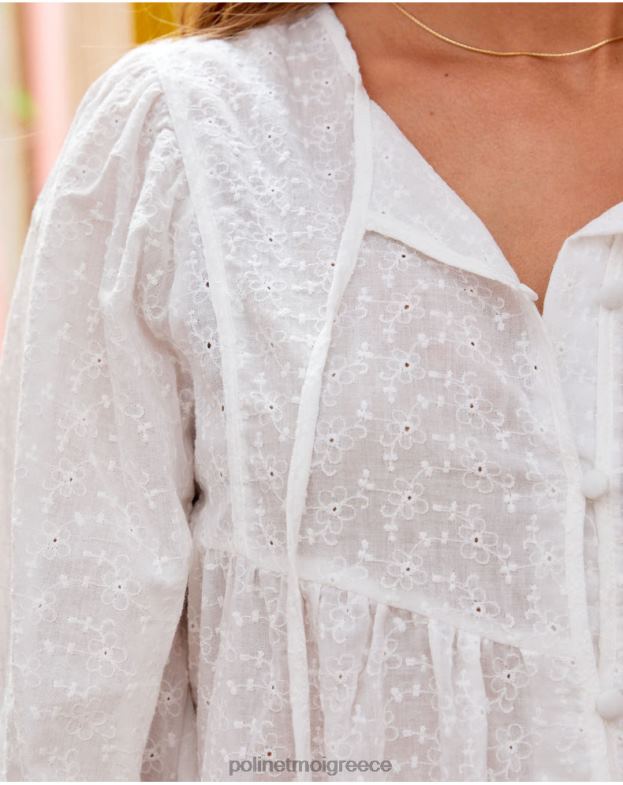 Polin et moi άσπρο gabie κεντημένη μπλούζα είδη ένδυσης 8DX0F188