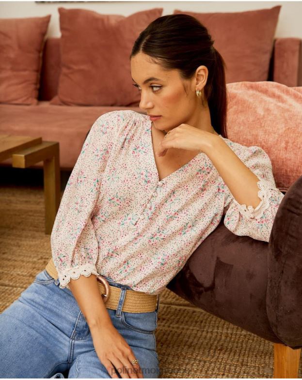 Polin et moi τριαντάφυλλο φλοράλ μπλούζα giovanna είδη ένδυσης 8DX0F207