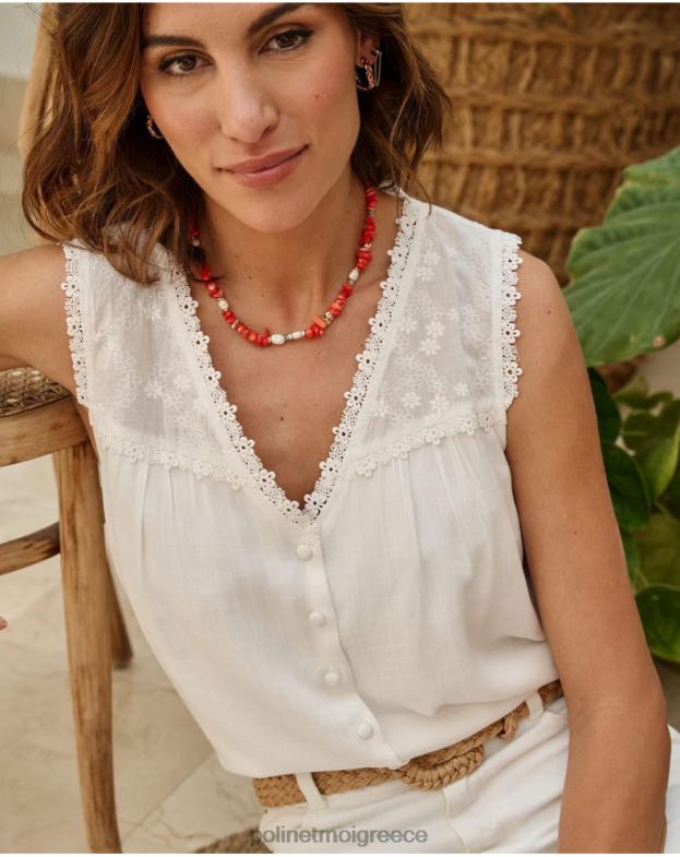 Polin et moi άσπρο λινή μπλούζα josefina είδη ένδυσης 8DX0F158